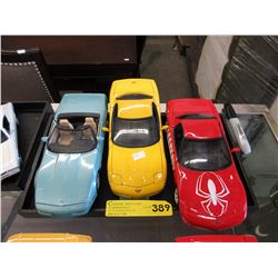 3 Die-cast scale model Corvette cars