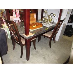 Marble top table & 4 chairs