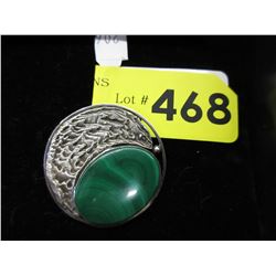Modernist / Brutalist - Silver & Malachite brooch