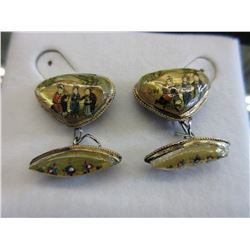 Antique Hand Painted Sterling Cufflinks