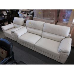New - Ivory leather sofa & chair