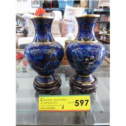 2 Cloisonné 6" dragon vases