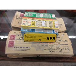 Vintage cancelled cheques & unused hockey tickets