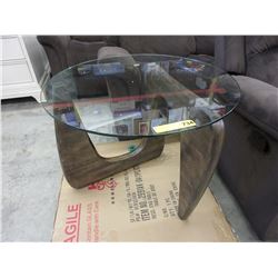 New - glass top end table