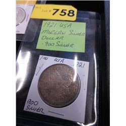 1921 USA Morgan Silver dollar