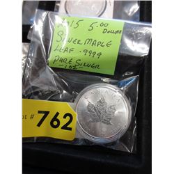 1 Ounce - Fine Silver $5 Silver Maple Leaf coin