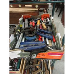 Box of used clamps & other tools