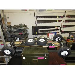 Used skateboard on tires