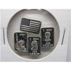 4 x .999 Fine Silver "American" Motif Bars