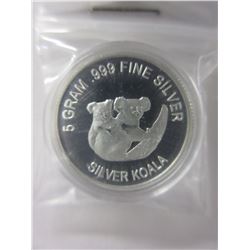 .999 Fine Silver "Koala" Round - 5 Grams