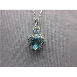Diamond & Blue Topaz Necklace in Sterling Silver