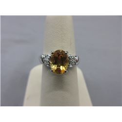 1.75 Citrine & Diamond ring set in Sterling Silver