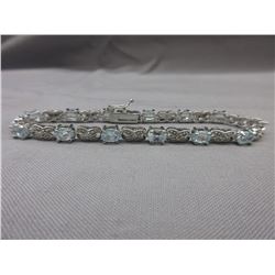 Diamond & Blue Topaz Tennis Bracelet `