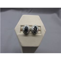 New 1.2 CT Oval Blue Sapphire & Diamond Earrings