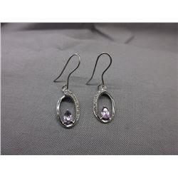New  Amethyst & Diamond Earrings - Sterling Silver