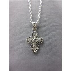 Sterling Silver & Diamond "Cross" Necklace