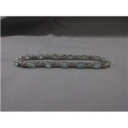 6 CT Oval Blue Topaz & Diamond Tennis Bracelet