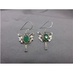 New Sterling Silver & Emerald "Dragonfly" Earrings