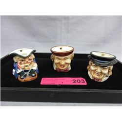 3 Vintage hand painted character jugs