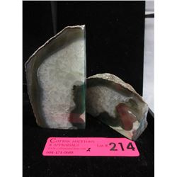 Pair of Polished Crystal Geode sections