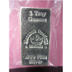 5 Troy Oz. "Monarch Metals" .999 Silver Loaf