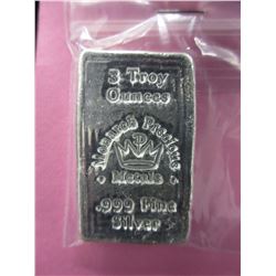 RARE Size - 3 Troy Oz. Silver "Monarch Mint" Bar
