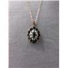 Image 1 : 10KT Gold Diamond & Sapphire Cluster Pendant