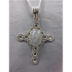 Custom made - Blue Moonstone Cross Necklace set