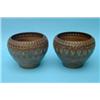 Image 1 : A pair of Doulton Lambeth jardinieres, each stoneware body with marbled effect, the upper section...