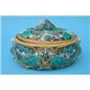 A Wedgwood majolica oval tureen, moulded with game, swags of flowers and winged mythical beasts,...