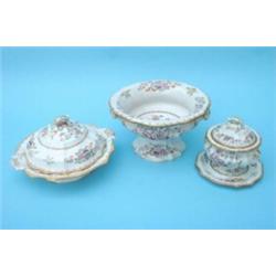 An Ironstone dinner service, decorated transfer-printed flowering tree in a jardiniere, comprisin...