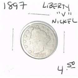 1897 LIBERTY "V" NICKEL RED BOOK VALUE $4.50+ *NICE EARLY GOOD GRADE NICKEL*!! NICKEL CAME OUT OF SA