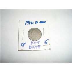 1912-D *RARE KEY DATE* LIBERTY "V" NICKEL RED BOOK VALUE $5.00+ *NICE EARLY GOOD GRADE NICKEL*!!