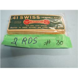 LOT 2 RNDS .41 SWISS AMMO & BOX