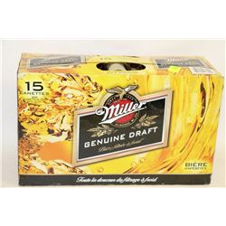 CASE OF 15 CANS OF MILLER GENUINE DRAFT BEER
