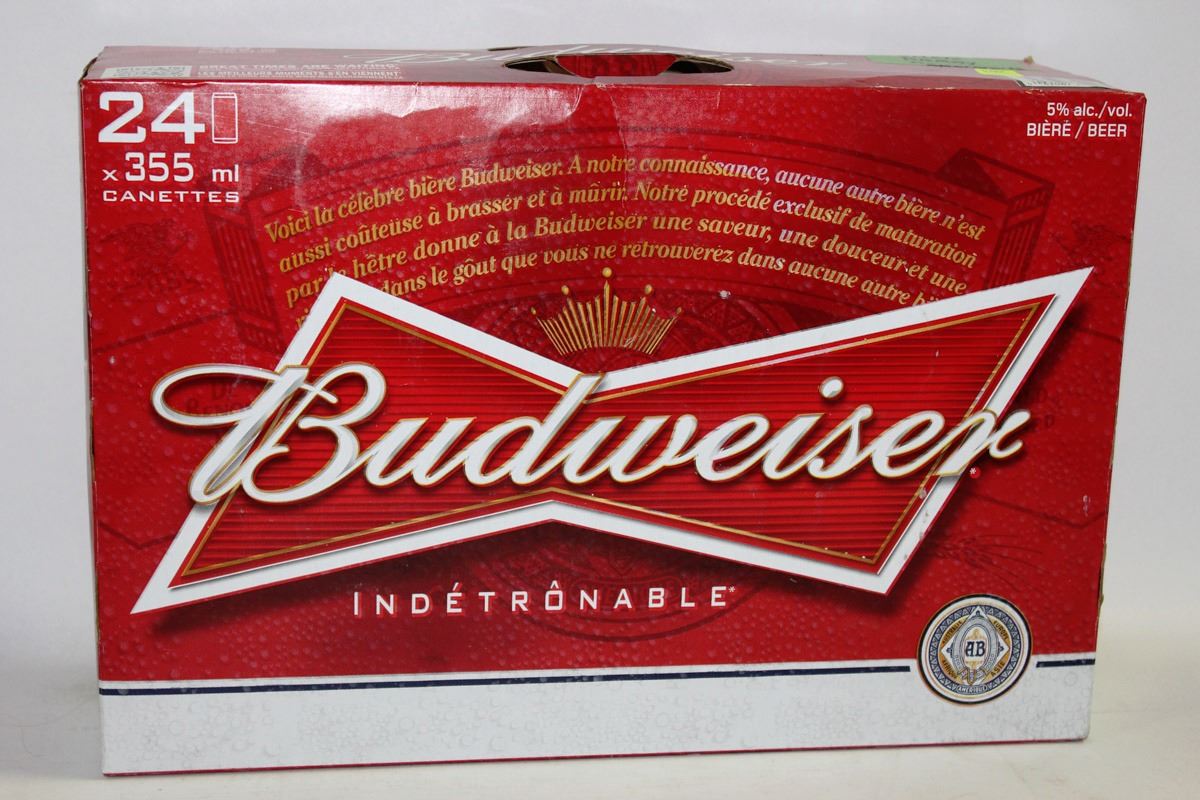 CASE OF 24 BUDWEISER BEER CANS 5 ALCOHOL