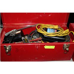 LARGE RED METAL TOOL BOX WITH CONTENTS