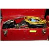 Image 1 : LARGE RED METAL TOOL BOX WITH CONTENTS