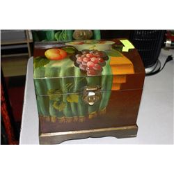 HAND PAINTED TREASURE BOX 10"H X 9"W X 11.5"L