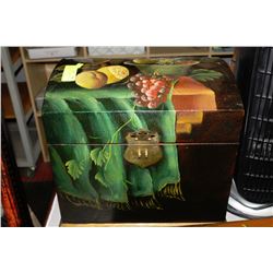HAND PAINTED TREASURE BOX 14"H X 11"W X 14"L
