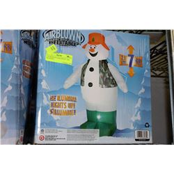 7 FT BLOW UP CAMO FROSTY THE SNOWMAN