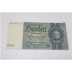 NAZI 100 MARK BANKNOTE WITH SWASTIKA