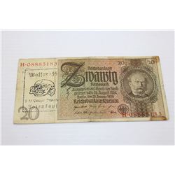 NAZI 3RD SS DIVISION TOTENKOPF BANKNOTE