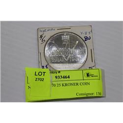 NORWAY 1970 25 KRONER COIN