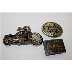 THREE ASSORTED BELT BUCKLES