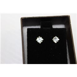 AQUAMARINE STERLING .925 SILVER EARRINGS