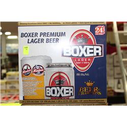 CASE OF 24 CANS OF BOXER PREMIUM LAGER BEER