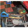 Image 1 : BLUE HANDLED METAL 4-WHEEL SHOP CART