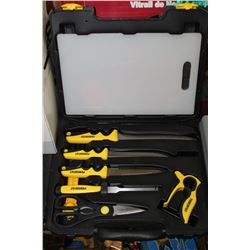 NEW 9 PIECE FISHERMAN KIT, KNIVES, CUTTING BOARD,
