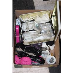 BOX OF BELTS W/ BOX OF GLASSES